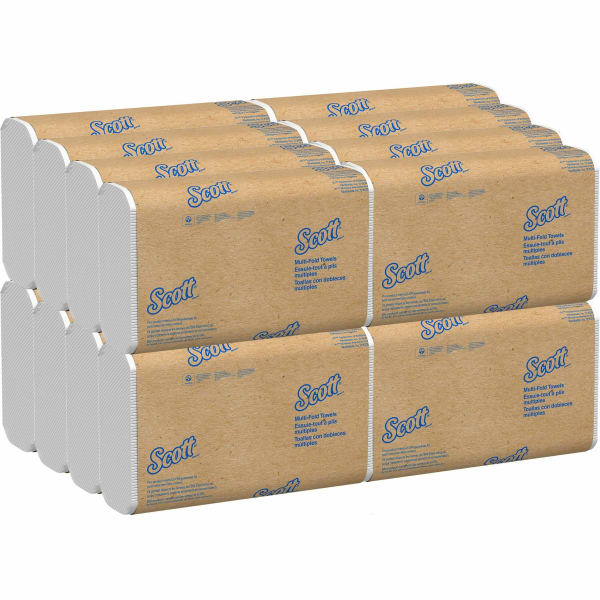 Scott Multifold Narrow Width Paper Towels with Absorbency Pockets - Multifold - 9.40in Width x 8in Length - 4000 Sheets - White - Fiber - 250 Pack - 16 / Carton
