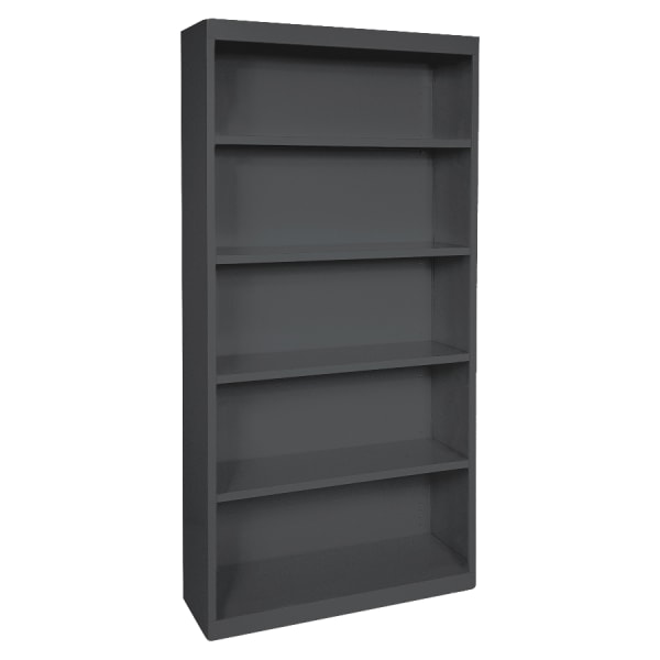 Lorell Fortress Series Steel Modular Shelving Bookcase, 5-Shelf, 72inH x 34-1/2inW x 13inD, Black