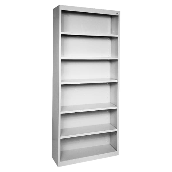 Lorell Fortress Series Steel Modular Shelving Bookcase, 6-Shelf, 82inH x 34-1/2inW x 13inD, Light Gray