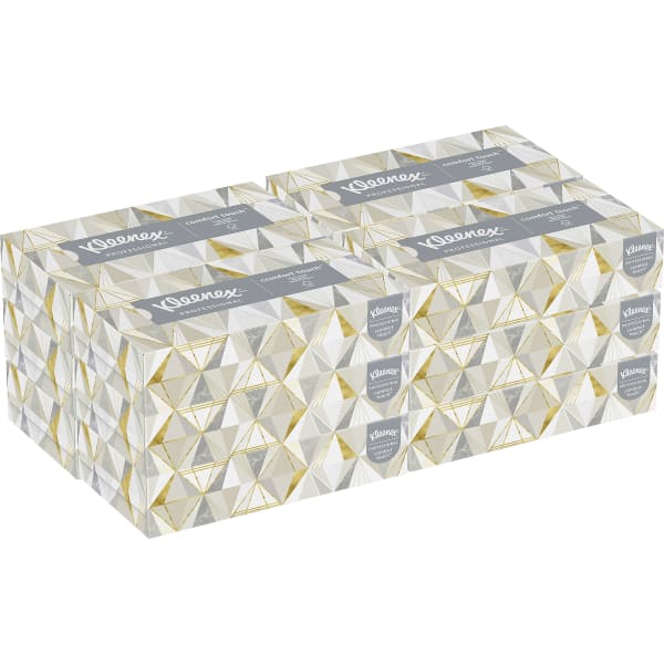 Kleenex Professional 2-Ply Facial Tissue, Flat Box, White, 125 Tissues Per Box, Case Of 12 Boxes