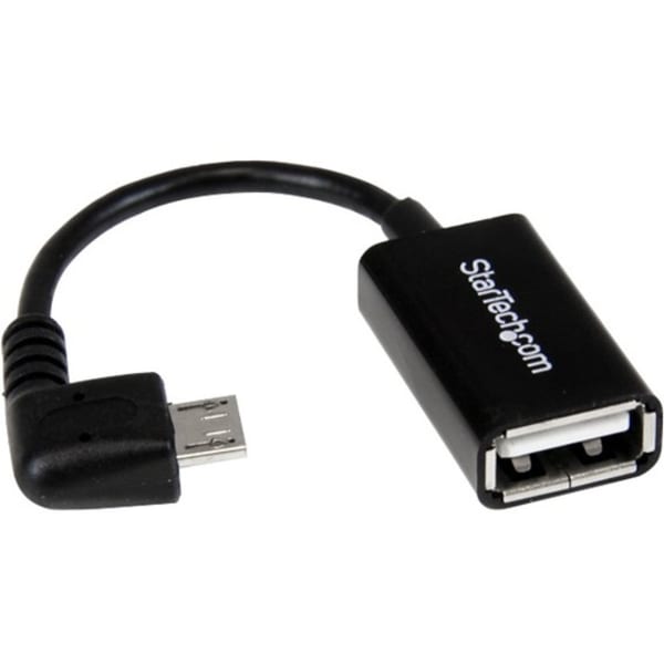 StarTech.com 5in Right Angle Micro USB to USB OTG Host Adapter M/F - Angled Micro USB Male to USB A Female On-The-Go Host Cable Adapter (UUSBOTGRA) - USB adapter - USB (F) to Micro-USB Type B (M) - USB 2.0 OTG - 5 in - right-angled connector - black