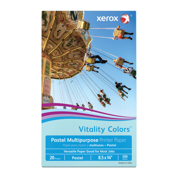 Xerox Vitality Colors Multi-Use Printer & Copy Paper, 1 Ream, Blue, Legal (8.5in x 14in), 500 Sheets Per Ream, 20 Lb, 30% Recycled