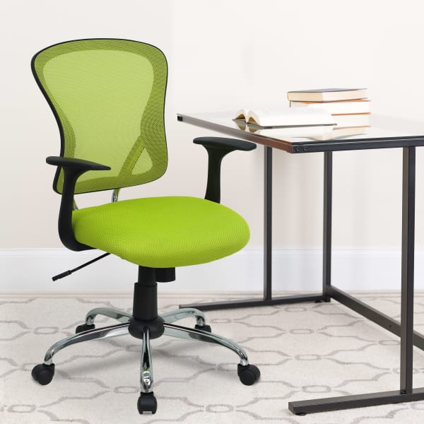 Flash Furniture Mesh Mid-Back Task Chair, Green/Black/Chrome