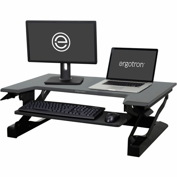 Ergotron WorkFit-T 35inW Sit-Stand Desk Converter With Adjustable Height, Black