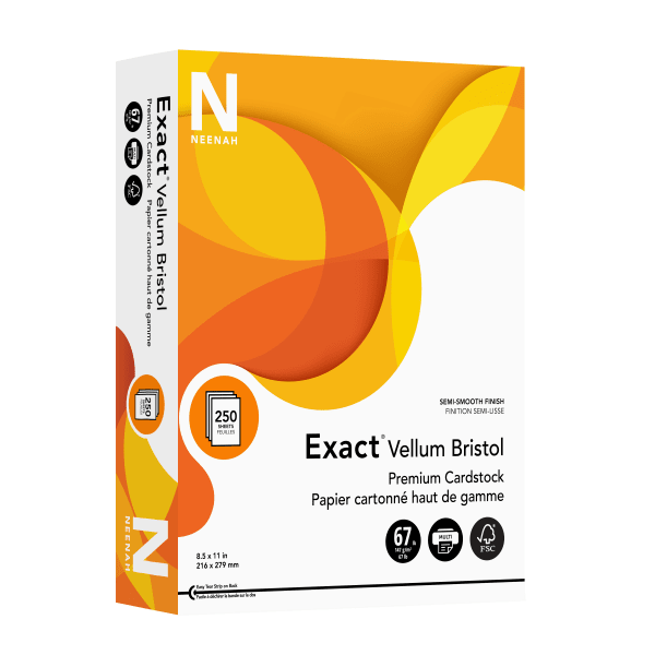 Exact Vellum Bristol Card Stock, White, Letter (8.5in x 11in), 67 Lb, Pack Of 250