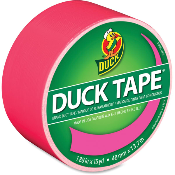 Duck Brand Color Duct Tape - 15 yd Length x 1.88in Width - Pink - For Color Coding, Repairing, Packing, Crafting - 1 Roll