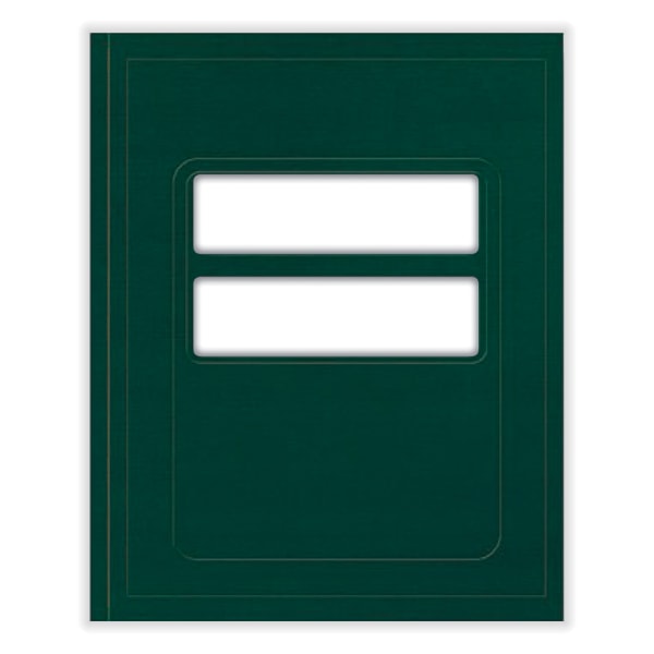 ComplyRight Tax Presentation Folder, Double Windows, 1/2in Spine, Single Pocket, Green, 8-3/4in x 11-1/4in, Pack of 50
