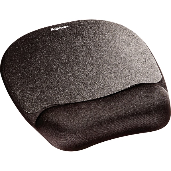 Fellowes Memory Foam Mouse Pad with Wrist Rest - Black (9176501) - 1in x 7.94in x 9.25in Dimension - Black - Memory Foam - Wear Resistant, Tear Resistant, Skid Proof - 1 Pack