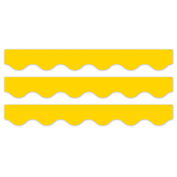 Creative Teaching Press EZ Border, 3in x 24in Strips, Core Decor Yellow Wavy, 48 Feet Per Pack, Set Of 3 Packs