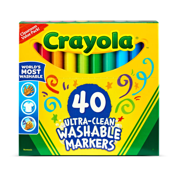Crayola The Big 40 Washable Markers, Set Of 40 Markers, Conical Point, Assorted Colors