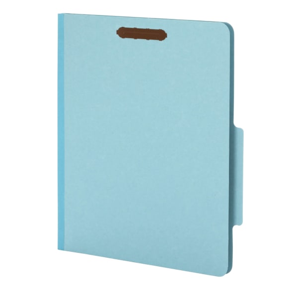 Pendaflex Pressboard Classification File Folders With Fasteners, 8 1/2in x 11in, Letter Size, 60% Recycled, Blue, Box Of 10