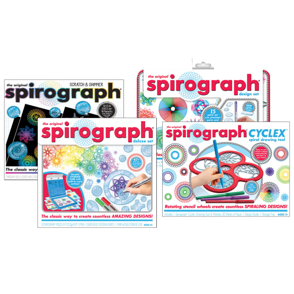 Spirograph Original, Cyclex, Scratch & Shimmer And Design Tin Sets