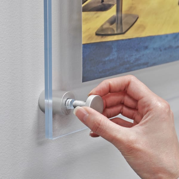 Azar Displays Graphic Size Acrylic Vertical/Horizontal Standoff Sign Holder, 8 1/2in x 11in, Clear