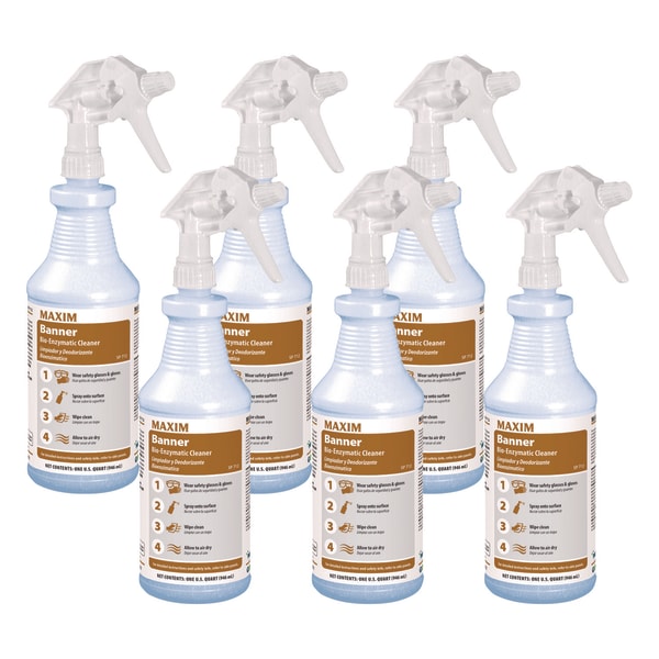Maxim Banner Bio-Enzymatic Cleaner, Safe-to-Ship, Fresh Scent, 32 oz Bottle, 6/Carton
