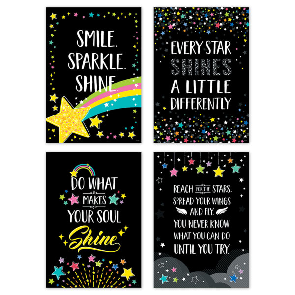 Creative Teaching Press Inspire U Posters, 13-3/8in x 19in, Star Bright, Pack Of 4 Posters
