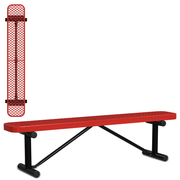 Leisure Craft Outdoor Bench, 18-3/8inH x 72inW x 15inD, Black/Red