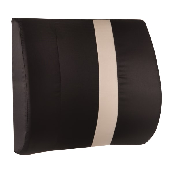 HealthSmart Vivi Relax-a-Bac Premium Lumbar Back Support Cushion Pillow, 3inH x 14inW x 13inD, Black/Tan Stripe
