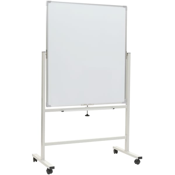 Excello Double-Sided Mobile Magnetic Dry-Erase Whiteboard On Wheels, Steel, 36inx 42in, White, Aluminum Frame