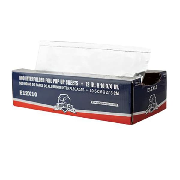 Empress Foil Pop-Up Sheets, 1' x 10-3/4in, Silver, 500 Sheets Per Box, Case Of 6 Boxes