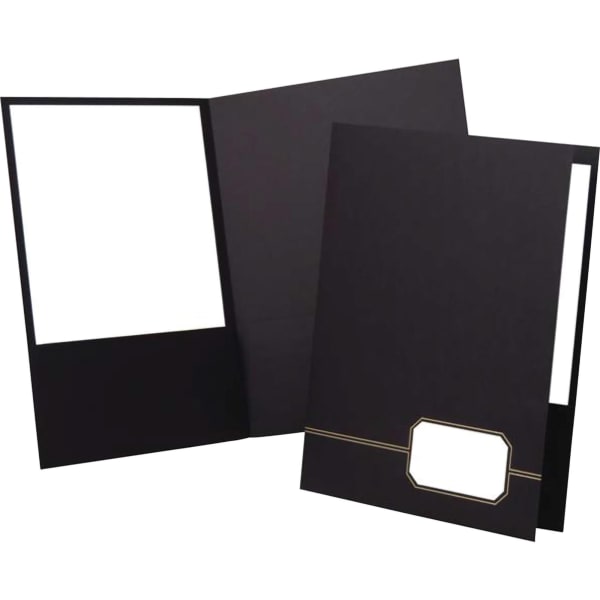 Oxford Monogram Executive Twin Pocket Portfolios, 9in x 11 7/8in, Black/Gold, Pack Of 4