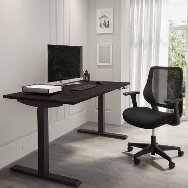 Realspace Magellan Performance Electric 60inW Height-Adjustable Standing Desk, Espresso, BIFMA Compliant