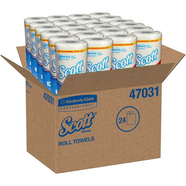 Scott Choose-A-Sheet 1-Ply Paper Towels, 100 Sheets Per Roll, Pack Of 24 Rolls