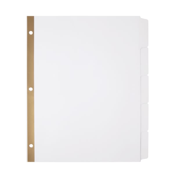 Office Depot Brand 20% Recycled Erasable Big Tab Dividers, 5-Tab, White