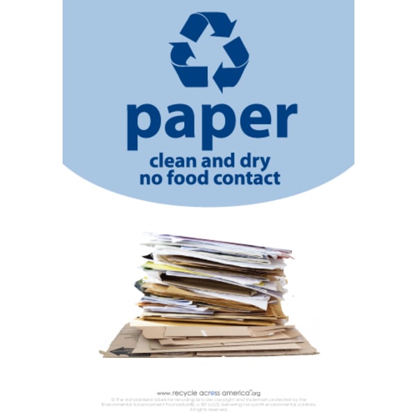Recycle Across America Paper Standardized Recycling Labels, P-1007, 10in x 7in, Light Blue