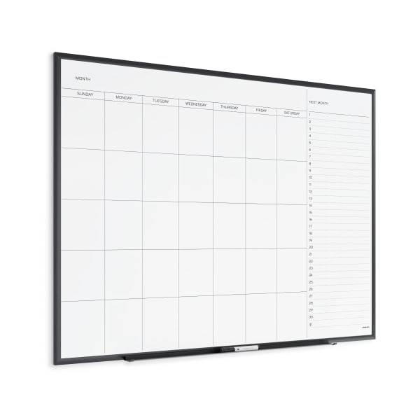 U Brands Magnetic Dry-Erase Monthly Calendar Board, 48in X 36in, Black Aluminum Frame, Actual Size 47in X 35in (2900U00-01)
