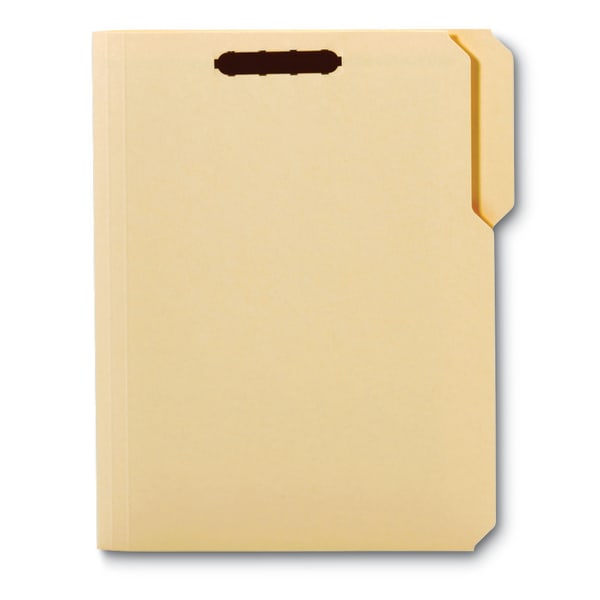 Office Depot Brand Reinforced Manila Folder With 2 Embossed Fasteners, 1/3-Cut Tabs, Letter Size, Box Of 50
