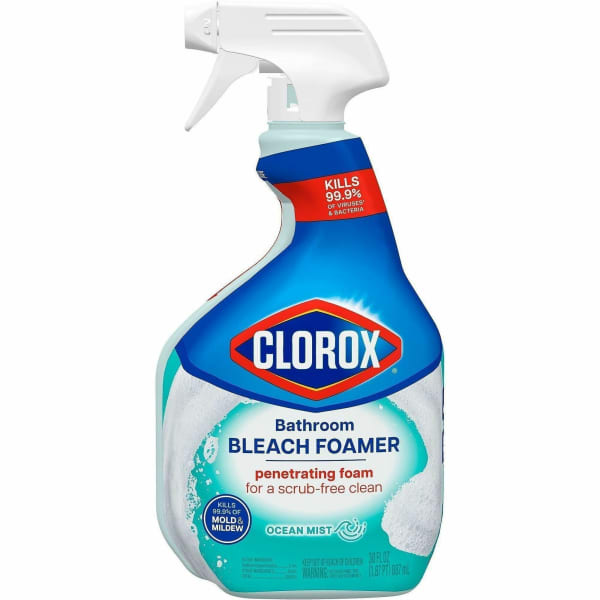 Clorox Disinfecting Bathroom Foamer with Bleach - For Bathroom - 30 fl oz (0.9 quart) - Disinfectant - Clear - 1 Each