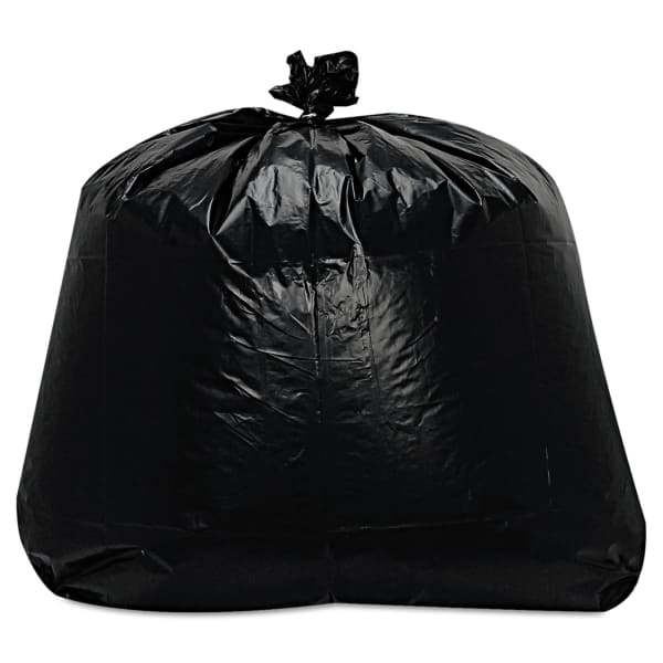 Trinity Plastics Low-Density Can Liners, 56 gal, 1.6 mil, 43in x 47in, Black, Flat Pack, 100/Carton