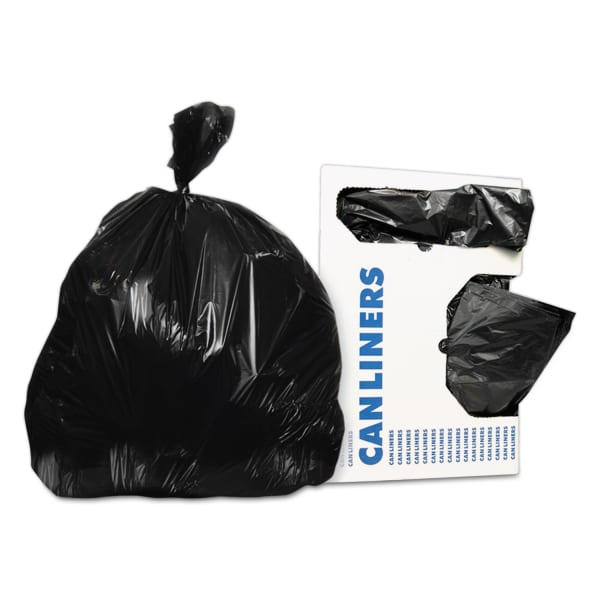 Heritage Linear Low-Density Can Liners, Super Tuf, 56 gal, 0.9 mil, 43in x 47in, Black, 100/Carton
