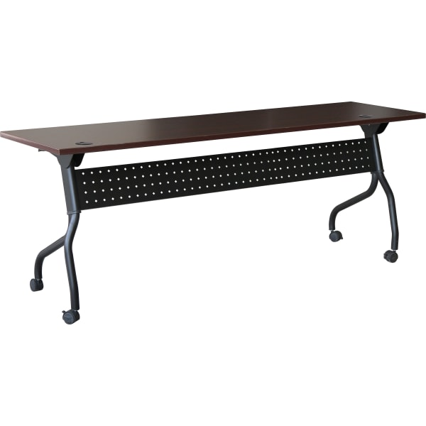 Lorell Flip Top Training Table, 72inW, Mahogany/Black