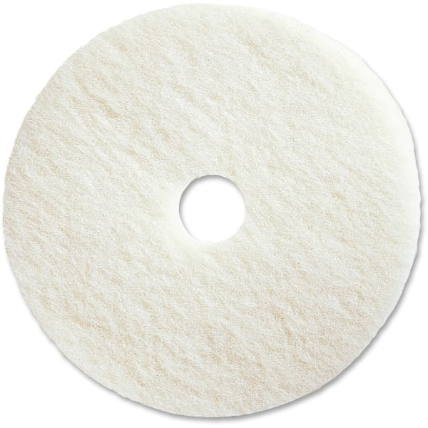 Genuine Joe Polishing Floor Pad - 20in Diameter - 5/Carton x 20in Diameter x 1in Thickness - Polishing, Floor - 175 rpm to 350 rpm Speed Supported - Resilient, Flexible, Dirt Remover, Soft, Non-abrasive, Long Lasting - Fiber, Resin - White