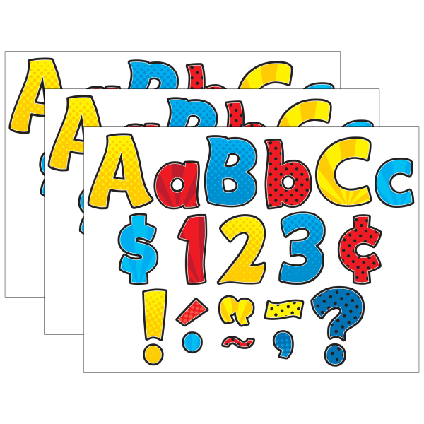 Teacher Created Resources Letters Combo Pack, 4in, Superhero Funtastic, 208 Per Pack, Set Of 3 Packs