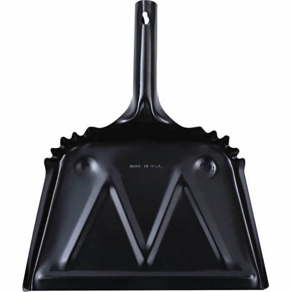 Genuine Joe Heavy-Duty Metal Dustpan - 12in Wide - Steel - Black - 1 Each