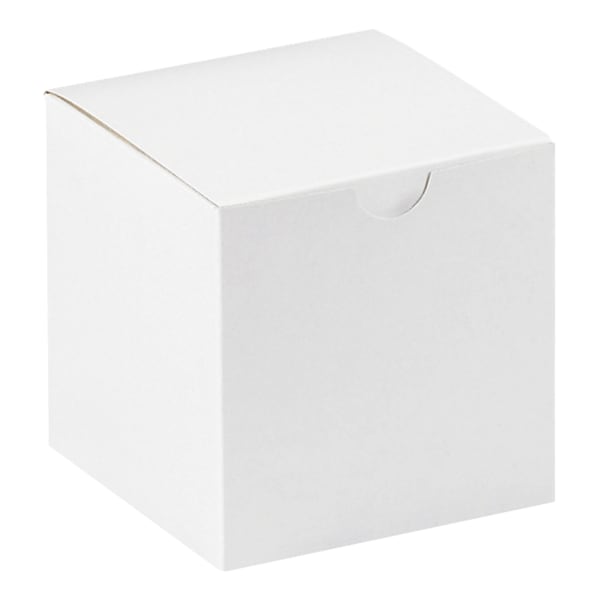 Partners Brand Gift Boxes, 4inL x 4inW x 4inH, 100% Recycled, White, Case Of 100