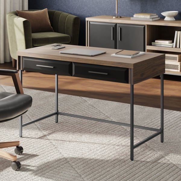 Thomasville Alderbrook 48inW Writing Desk, Walnut/Matte Black