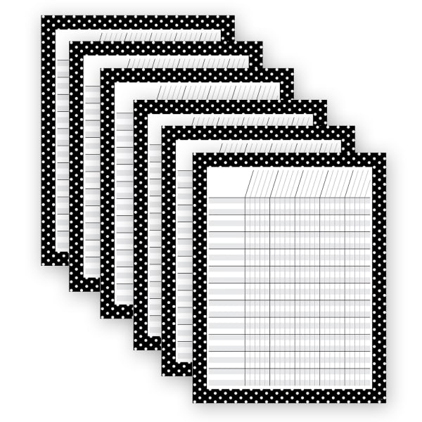 Creative Teaching Press Incentive Chart, Black With White Dots, 17in x 22in, Pack Of 6