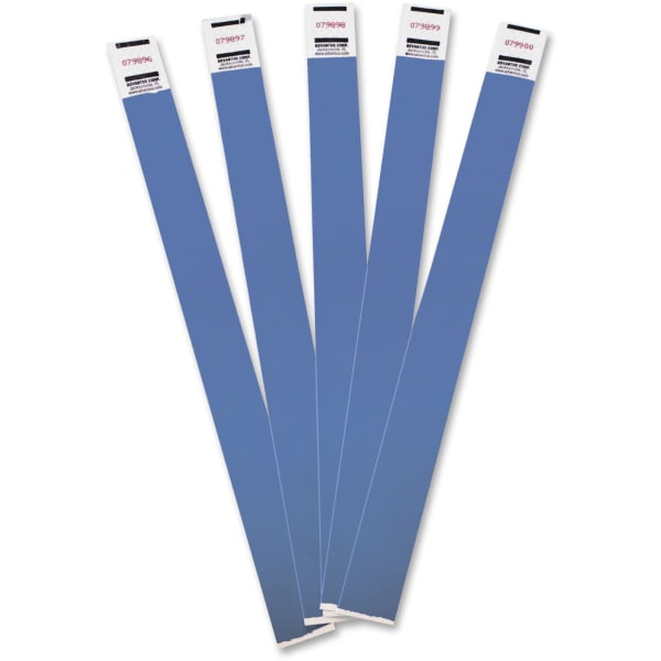 Advantus Tyvek Wristbands, AVT75442, 3/4inW x 10inL, Rectangle, Blue, Tyvek, Pack Of 100