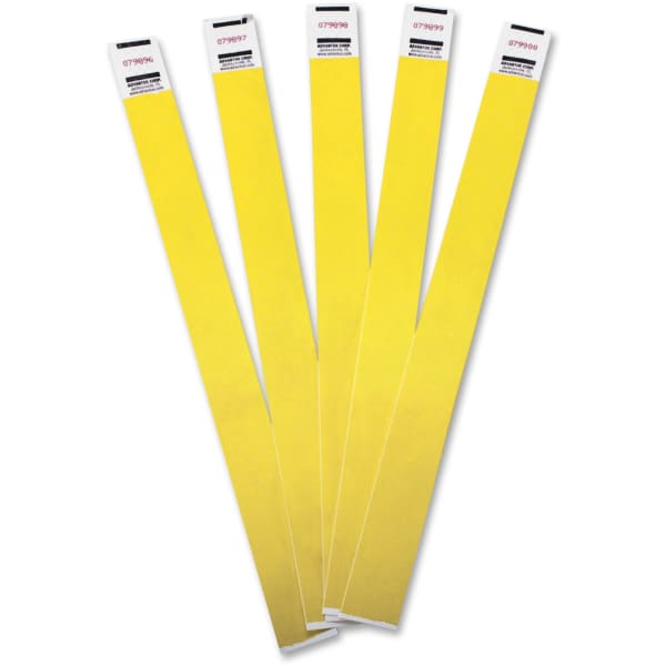 Advantus Tyvek Wristbands, AVT75444, Yellow, Tyvek, Pack Of 100
