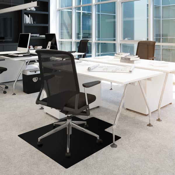 Floortex Advantagemat Vinyl Lipped Chair Mat For Carpets, 45in x 53in, Black