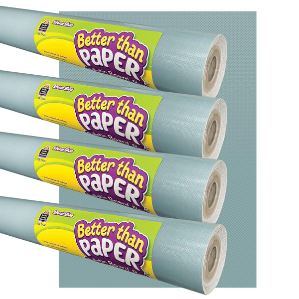 Teacher Created Resources Better Than Paper Bulletin Board Rolls, 4ft x 12ft, Stone Blue, Set Of 4 Rolls