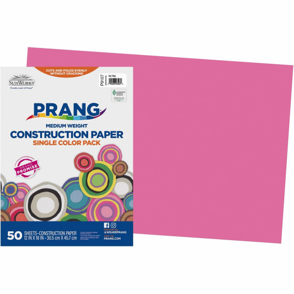 Prang Construction Paper, 18in x 12in, 50 Sheets, Hot Pink