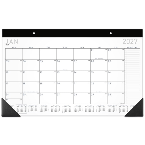 AT-A-GLANCE Contemporary 2027 Monthly Desk Pad Calendar, Compact, 18in x 11in