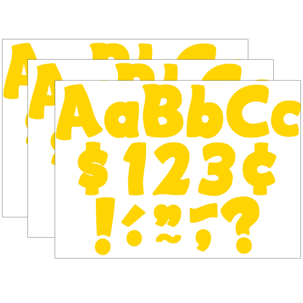 Teacher Created Resources Letters Combo Pack, 4in, Yellow Gold Funtastic, 208 Per Pack, Set Of 3 Packs