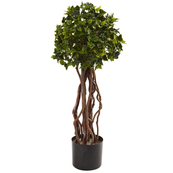 Nearly Natural English Ivy Topiary 30inH Plastic UV Resistant Indoor/Outdoor Tree With Pot, 30inH x 12inW x 11inD, Green