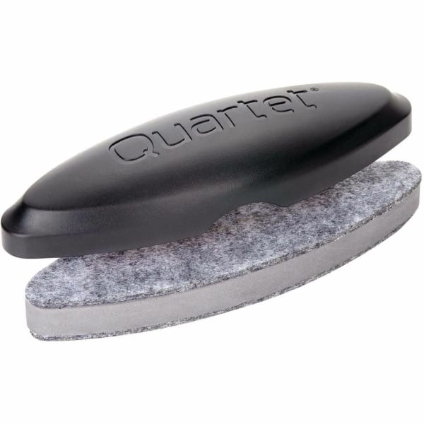 Quartet Magnetic 2-in-1 Eraser, 6 1/2in x 2in x 1 3/8in, Black - 2in Width x 6.50in Length - Magnetic, Comfortable Grip - Black - Felt, Foam - 1 / Each