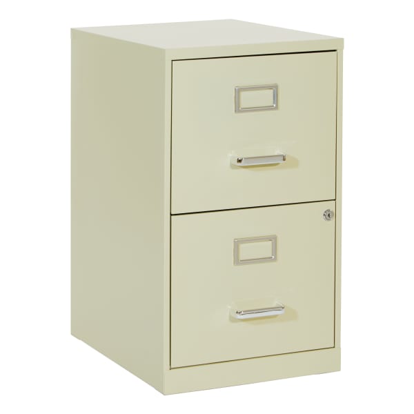 Office Star 20inD Vertical 2-Drawer Locking File Cabinet, Tan